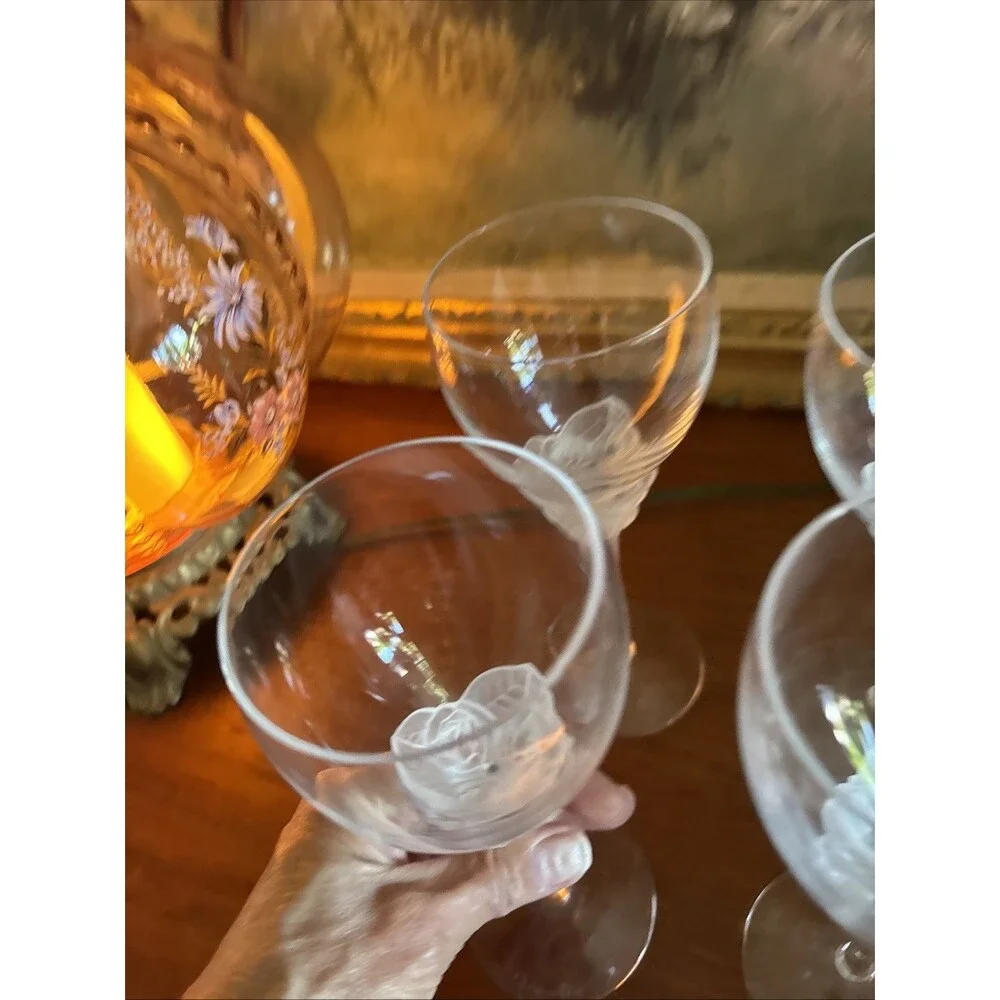 ONE Vintage Christian Dior 'Dior Rose' Frosted Crystal Wine Glass Discontinued